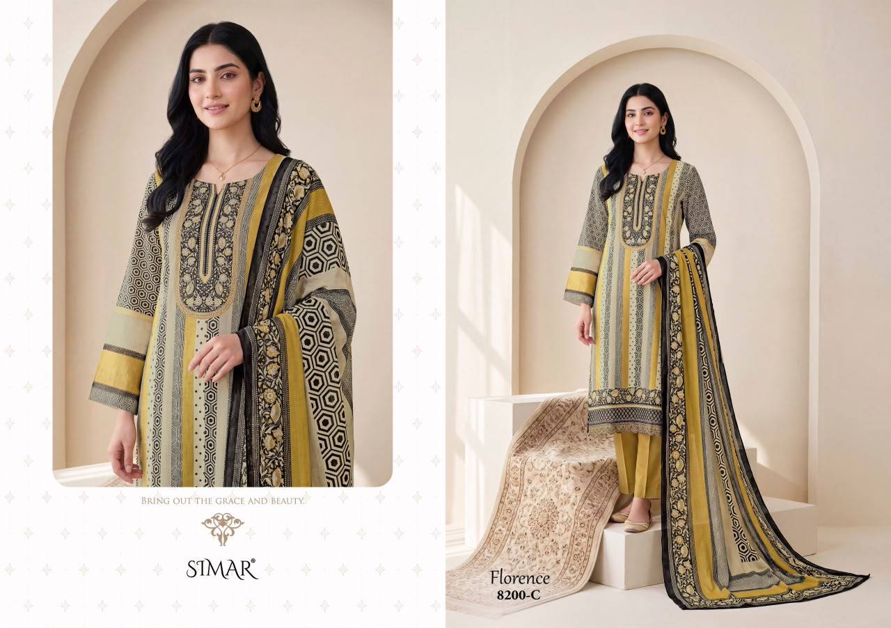 Florence By Glossy 8200 Series Stylish Beautiful Colourful Muslin Dresses At Wholesale Price